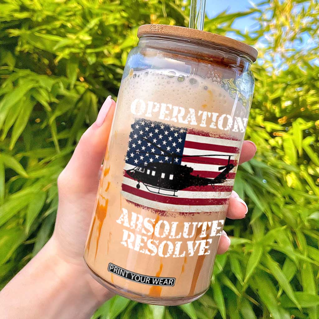 Operation Absolute Resolve Glass Can US Military Extraction Mission American Flag TS02 Black Print Your Wear