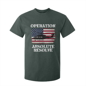 Operation Absolute Resolve T Shirt For Kid US Military Extraction Mission American Flag TS02 Dark Forest Green Print Your Wear