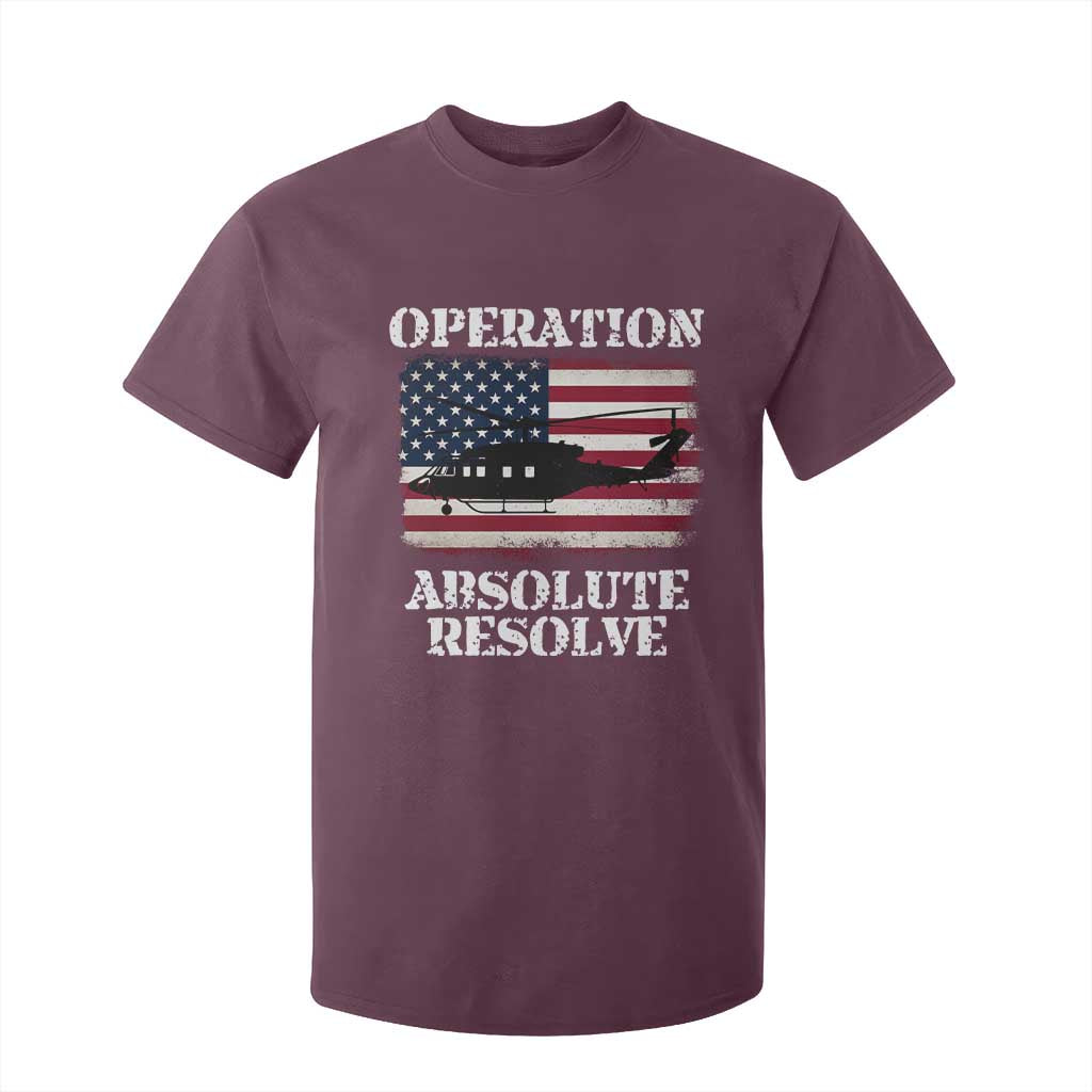 Operation Absolute Resolve T Shirt For Kid US Military Extraction Mission American Flag TS02 Maroon Print Your Wear