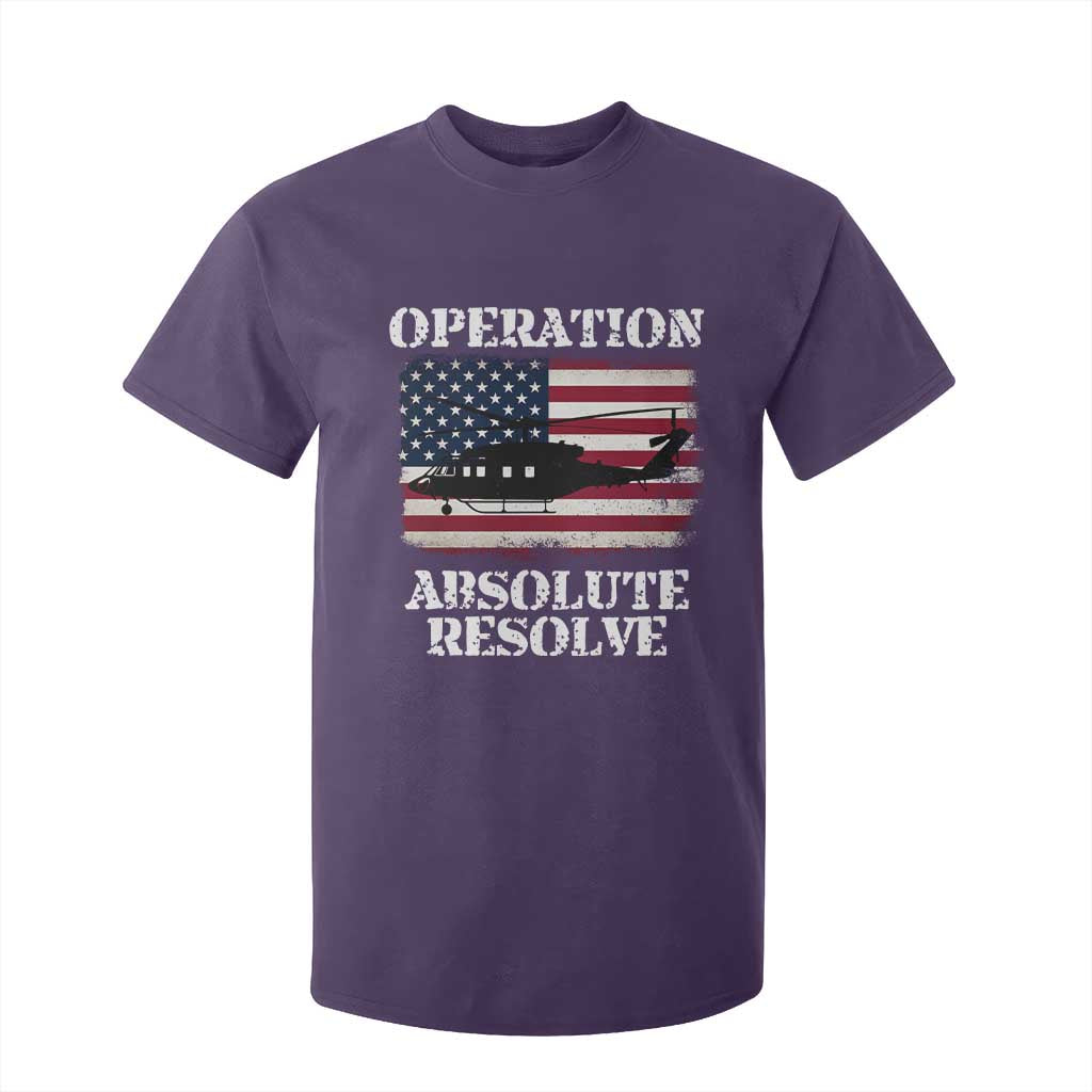 Operation Absolute Resolve T Shirt For Kid US Military Extraction Mission American Flag TS02 Purple Print Your Wear