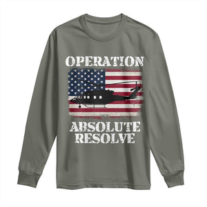 Operation Absolute Resolve Long Sleeve Shirt US Military Extraction Mission American Flag TS02 Military Green Print Your Wear