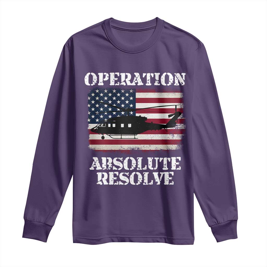 Operation Absolute Resolve Long Sleeve Shirt US Military Extraction Mission American Flag TS02 Purple Print Your Wear