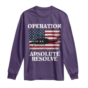 Operation Absolute Resolve Long Sleeve Shirt US Military Extraction Mission American Flag TS02 Purple Print Your Wear