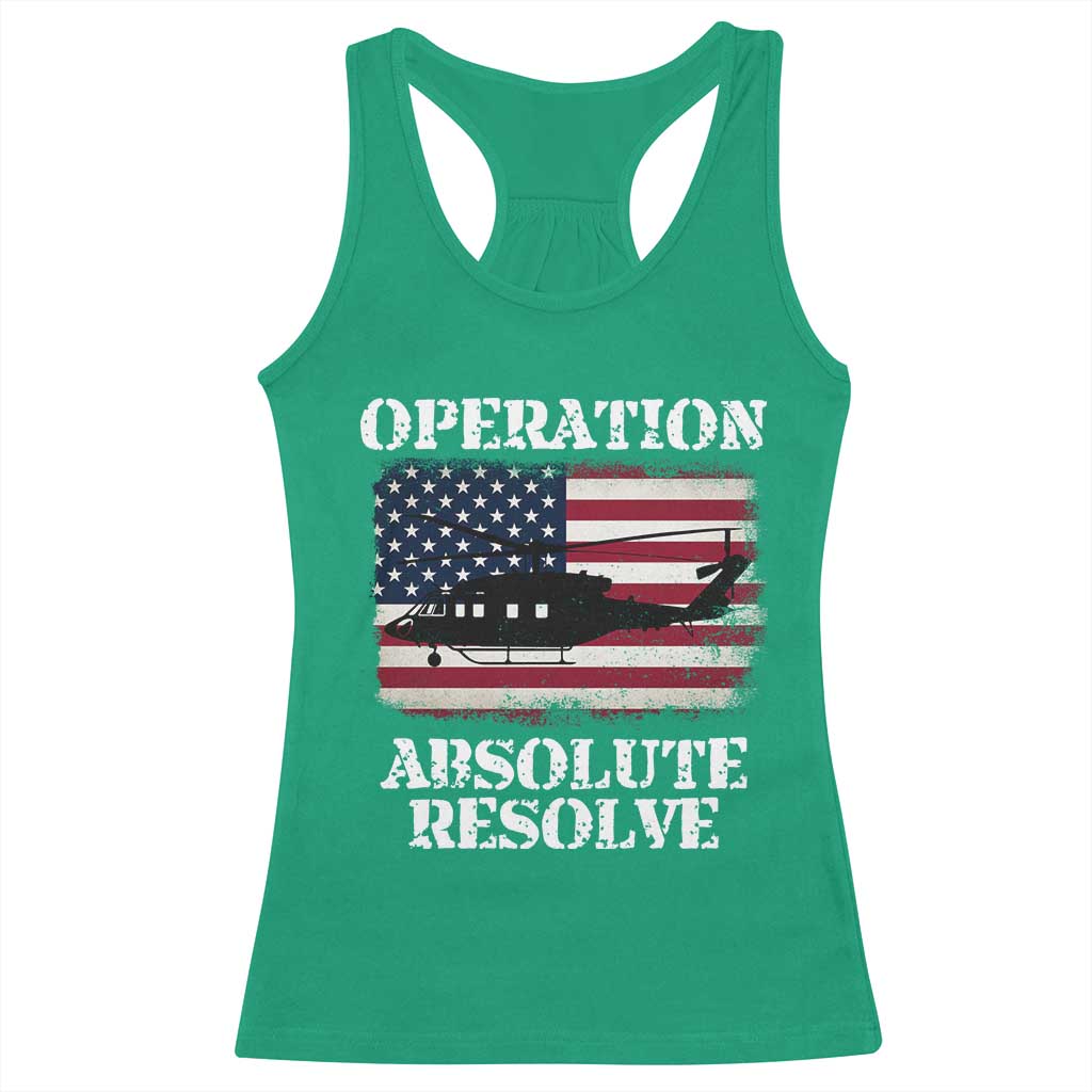 Operation Absolute Resolve Racerback Tank Top US Military Extraction Mission American Flag TS02 Irish Green Print Your Wear