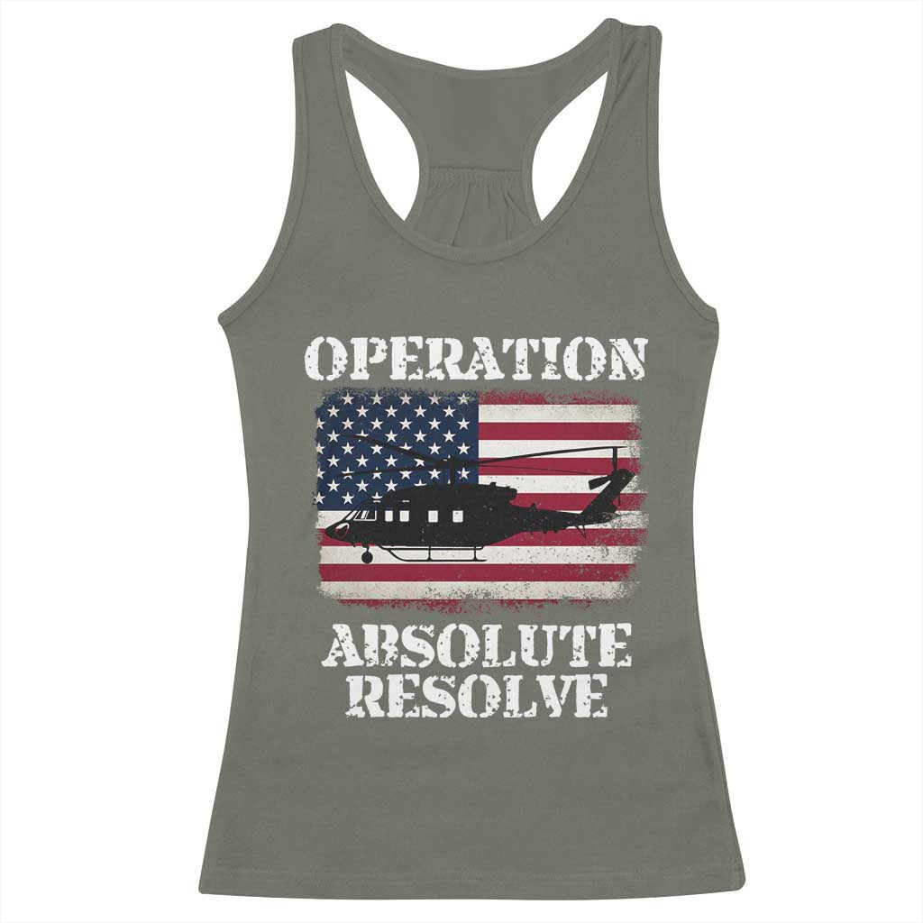 Operation Absolute Resolve Racerback Tank Top US Military Extraction Mission American Flag TS02 Military Green Print Your Wear
