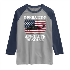Operation Absolute Resolve Raglan Shirt US Military Extraction Mission American Flag TS02 Sport Gray Navy Print Your Wear