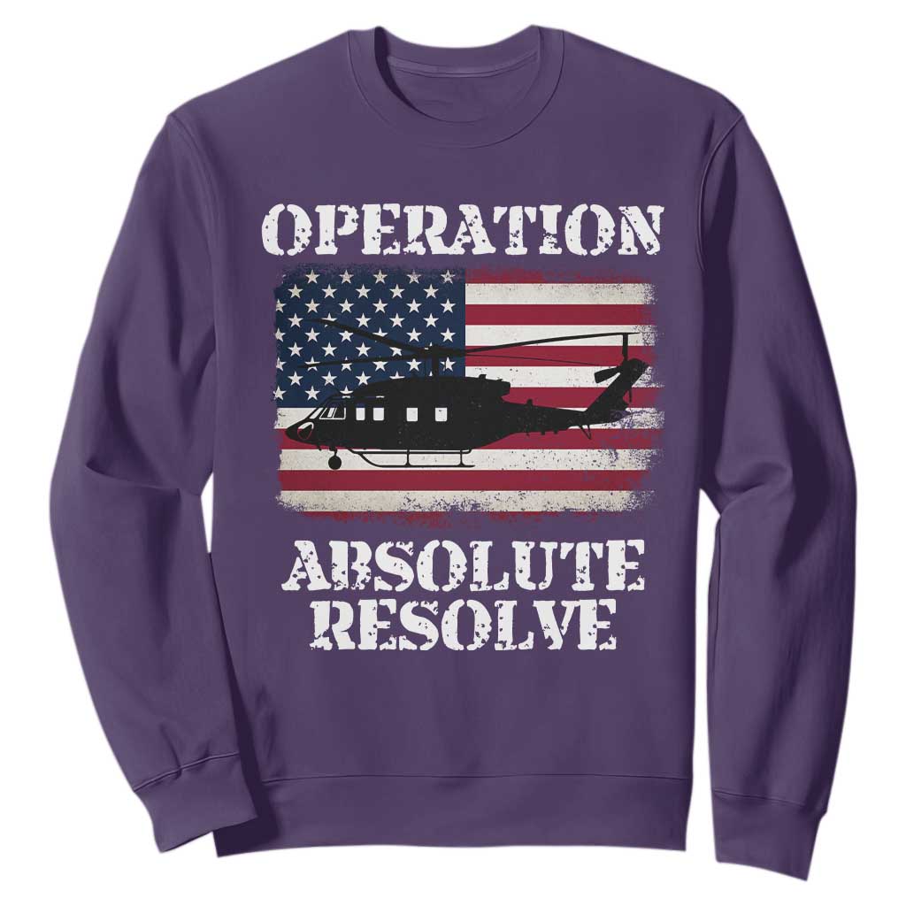Operation Absolute Resolve Sweatshirt US Military Extraction Mission American Flag TS02 Purple Print Your Wear