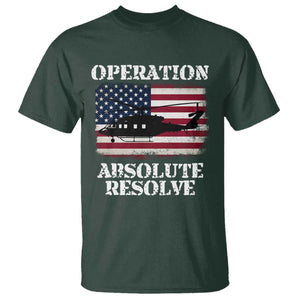 Operation Absolute Resolve T Shirt US Military Extraction Mission American Flag TS02 Dark Forest Green Print Your Wear