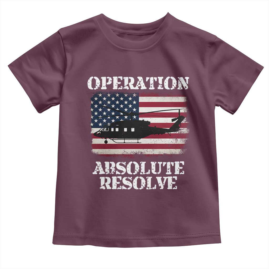 Operation Absolute Resolve Toddler T Shirt US Military Extraction Mission American Flag TS02 Maroon Print Your Wear