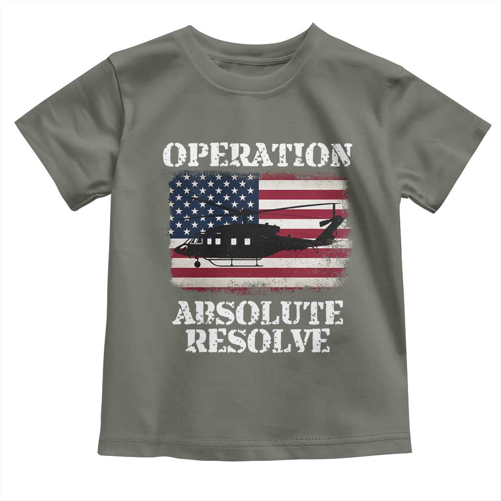 Operation Absolute Resolve Toddler T Shirt US Military Extraction Mission American Flag TS02 Military Green Print Your Wear