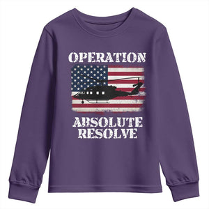 Operation Absolute Resolve Youth Sweatshirt US Military Extraction Mission American Flag TS02 Purple Print Your Wear