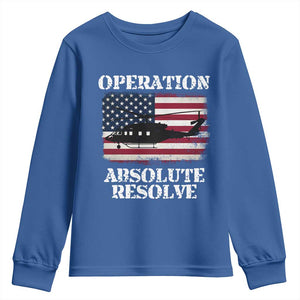 Operation Absolute Resolve Youth Sweatshirt US Military Extraction Mission American Flag TS02 Royal Blue Print Your Wear