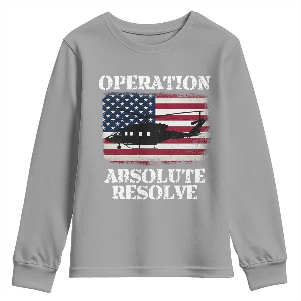 Operation Absolute Resolve Youth Sweatshirt US Military Extraction Mission American Flag TS02 Sport Gray Print Your Wear