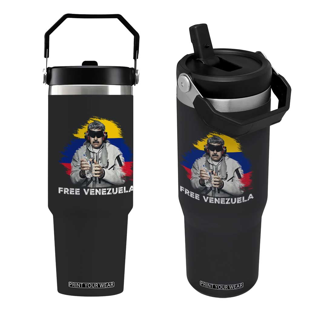 Free Venezuela Maduro Flip Straw Tumbler Political Satire TS02 One Size: 30 oz Black Print Your Wear