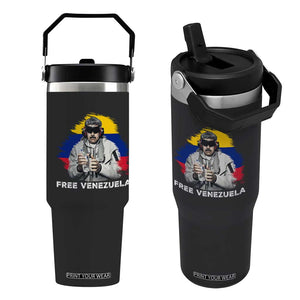 Free Venezuela Maduro Flip Straw Tumbler Political Satire TS02 One Size: 30 oz Black Print Your Wear