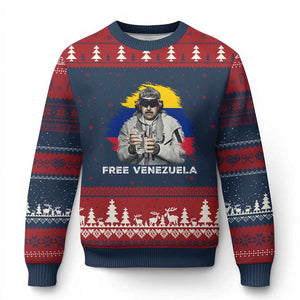 Free Venezuela Maduro Ugly Christmas Sweater Political Satire TS02 Navy Red Print Your Wear