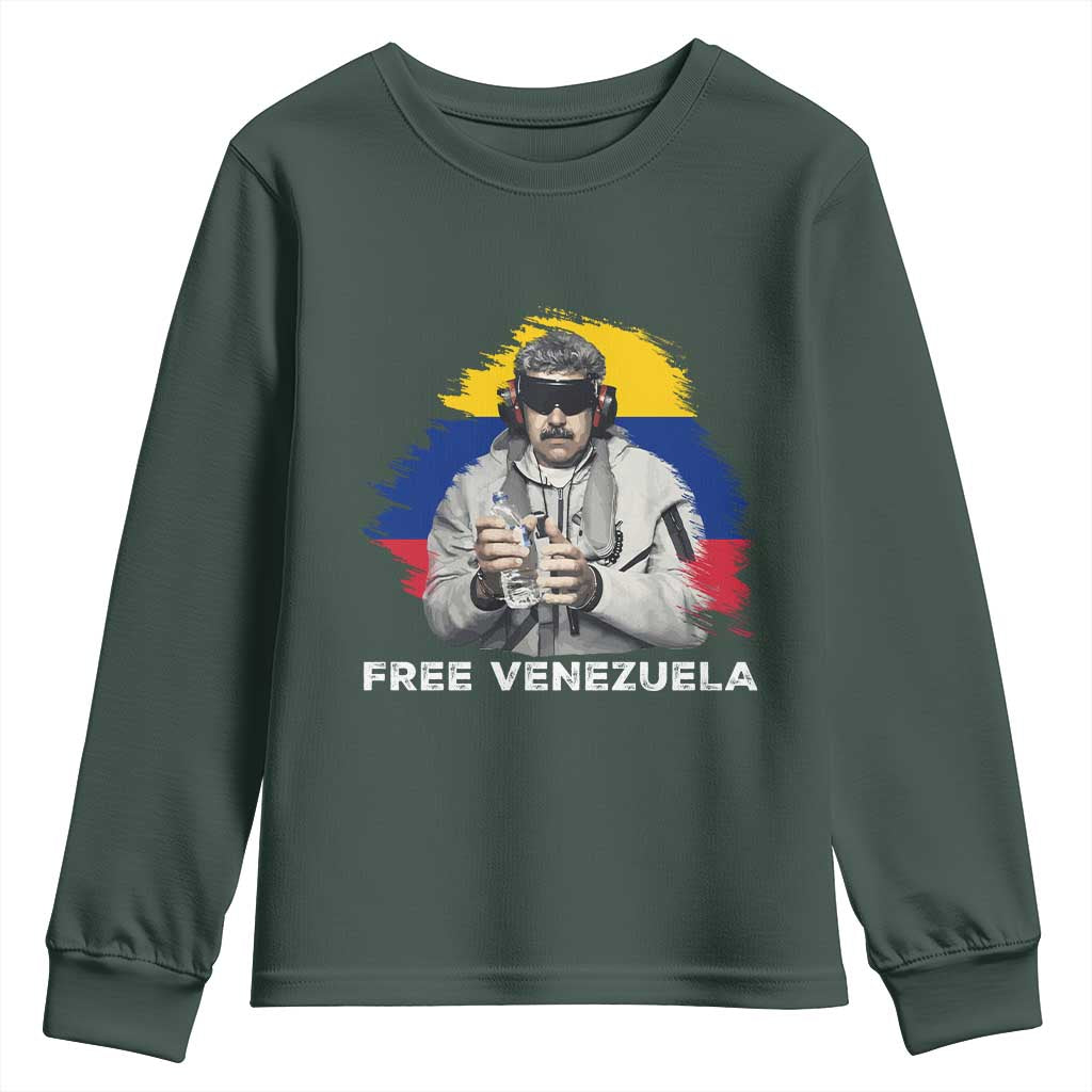 Free Venezuela Maduro Youth Sweatshirt Political Satire TS02 Dark Forest Green Print Your Wear