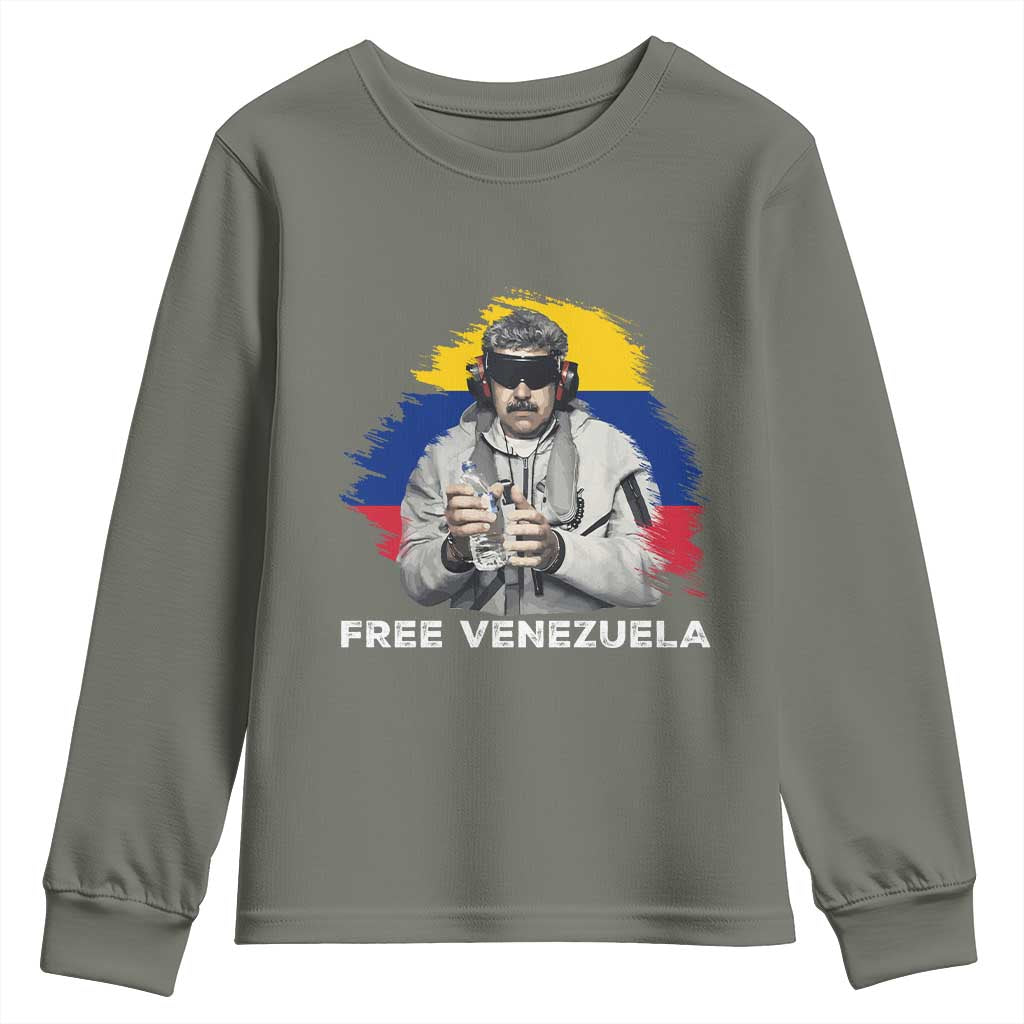 Free Venezuela Maduro Youth Sweatshirt Political Satire TS02 Military Green Print Your Wear