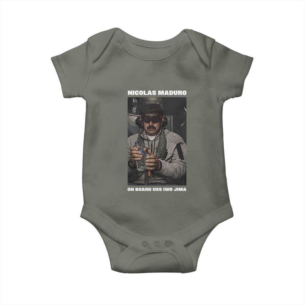 Maduro Captured Meme Baby Onesie On Board USS Iwo Jima Political Satire TS02 Military Green Print Your Wear