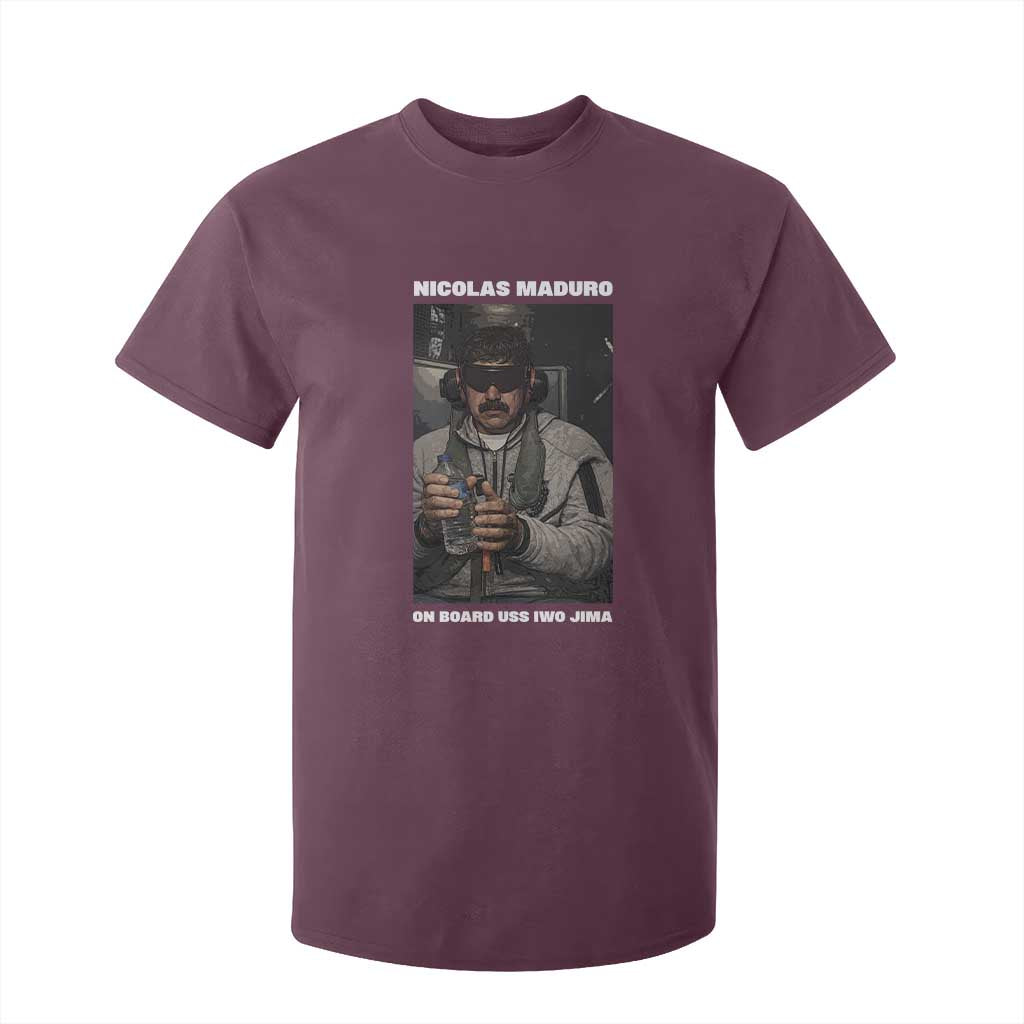 Maduro Captured Meme T Shirt For Kid On Board USS Iwo Jima Political Satire TS02 Maroon Print Your Wear