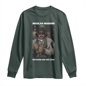 Maduro Captured Meme Long Sleeve Shirt On Board USS Iwo Jima Political Satire TS02 Dark Forest Green Print Your Wear