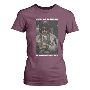 Maduro Captured Meme T Shirt For Women On Board USS Iwo Jima Political Satire TS02 Maroon Print Your Wear