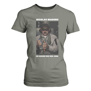 Maduro Captured Meme T Shirt For Women On Board USS Iwo Jima Political Satire TS02 Military Green Print Your Wear