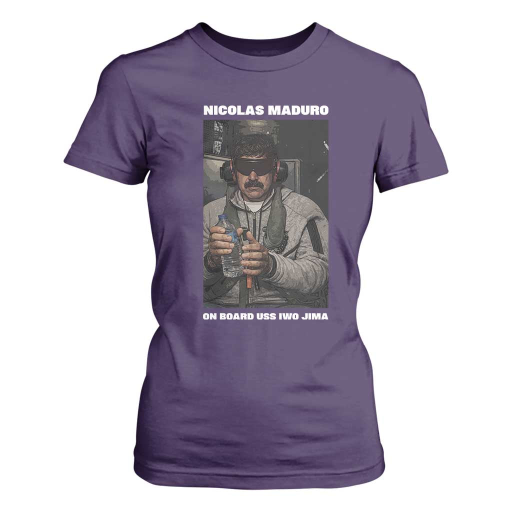 Maduro Captured Meme T Shirt For Women On Board USS Iwo Jima Political Satire TS02 Purple Print Your Wear