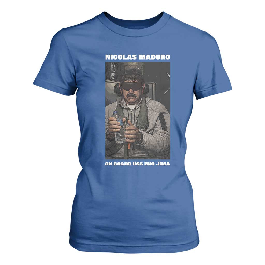 Maduro Captured Meme T Shirt For Women On Board USS Iwo Jima Political Satire TS02 Royal Blue Print Your Wear