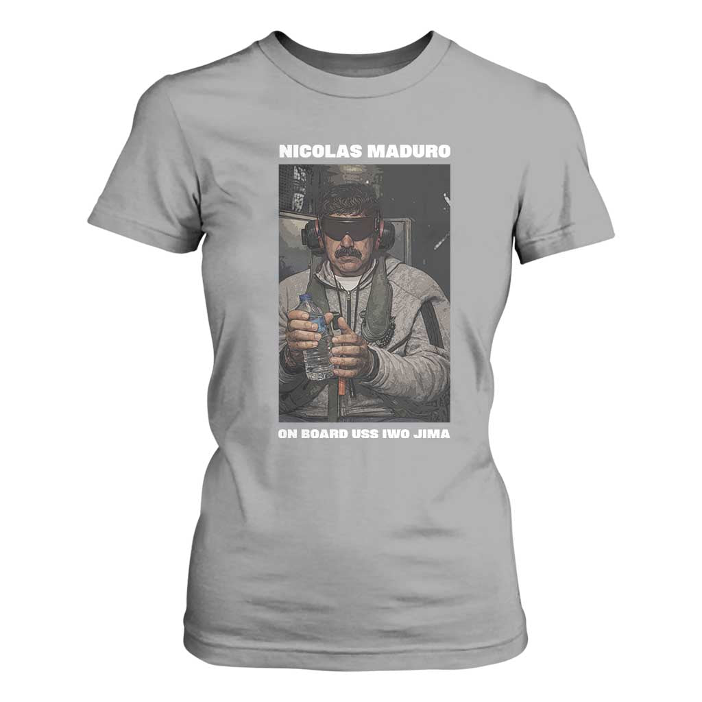 Maduro Captured Meme T Shirt For Women On Board USS Iwo Jima Political Satire TS02 Sport Gray Print Your Wear