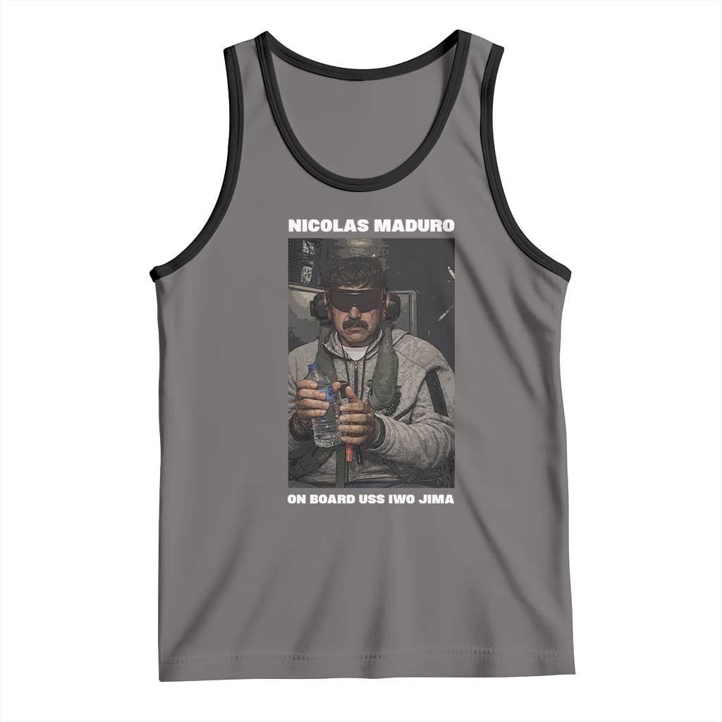 Maduro Captured Meme Tank Top On Board USS Iwo Jima Political Satire TS02 Deep Heather Black Print Your Wear