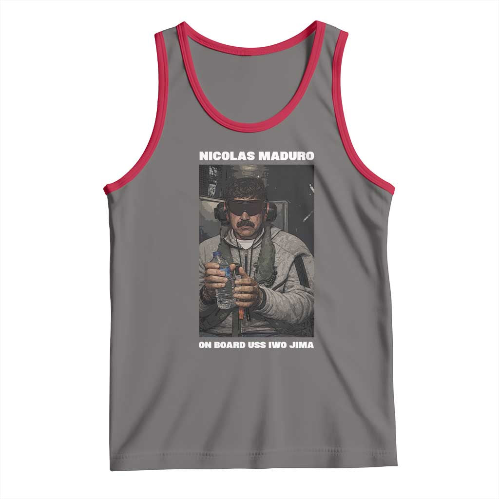 Maduro Captured Meme Tank Top On Board USS Iwo Jima Political Satire TS02 Deep Heather Red Print Your Wear