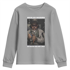 Maduro Captured Meme Youth Sweatshirt On Board USS Iwo Jima Political Satire TS02 Sport Gray Print Your Wear