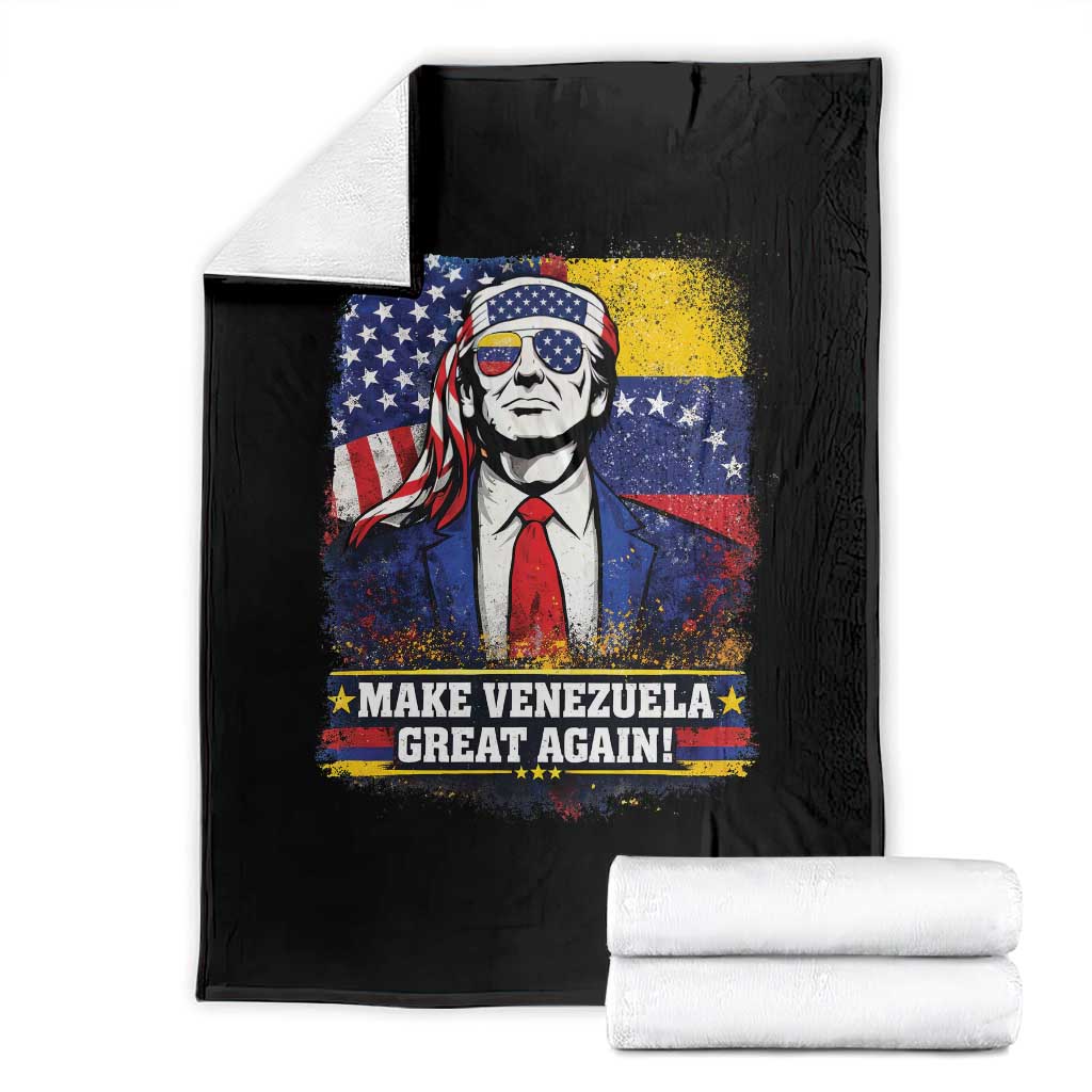 Make Venezuela Great Again Throw Blanket Patriotic Trump American Venezuelan Flags TS02 Black Print Your Wear