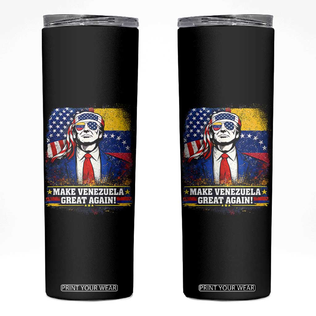 Make Venezuela Great Again Skinny Tumbler Patriotic Trump American Venezuelan Flags TS02 Black Print Your Wear