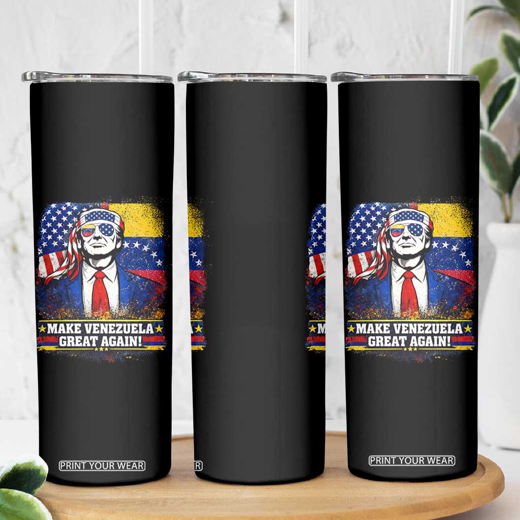 Make Venezuela Great Again Skinny Tumbler Patriotic Trump American Venezuelan Flags TS02 Print Your Wear