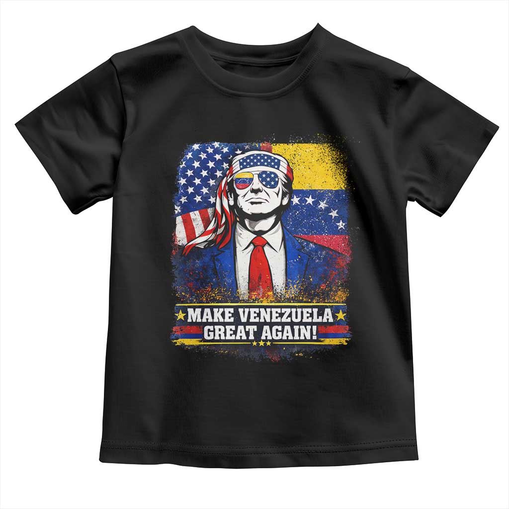 Make Venezuela Great Again Toddler T Shirt Patriotic Trump American Venezuelan Flags TS02 Black Print Your Wear