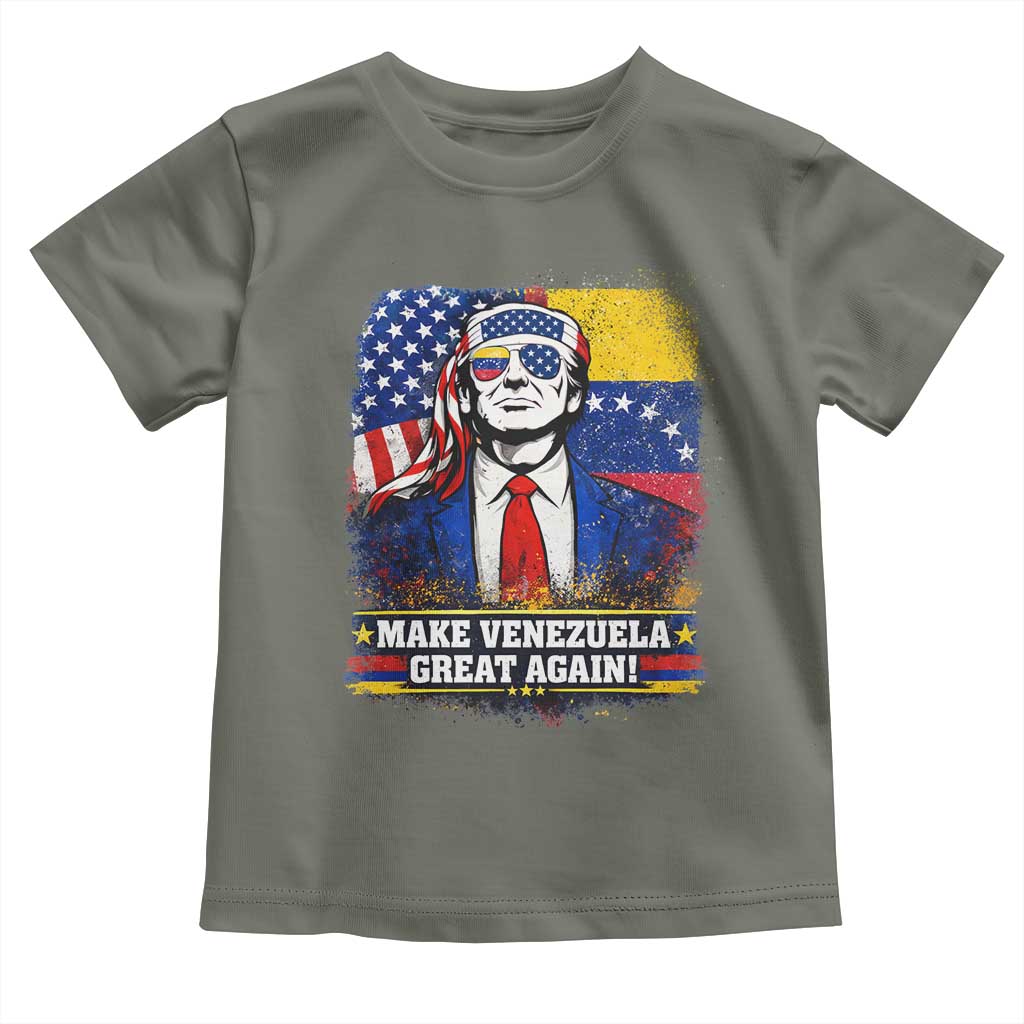 Make Venezuela Great Again Toddler T Shirt Patriotic Trump American Venezuelan Flags TS02 Military Green Print Your Wear