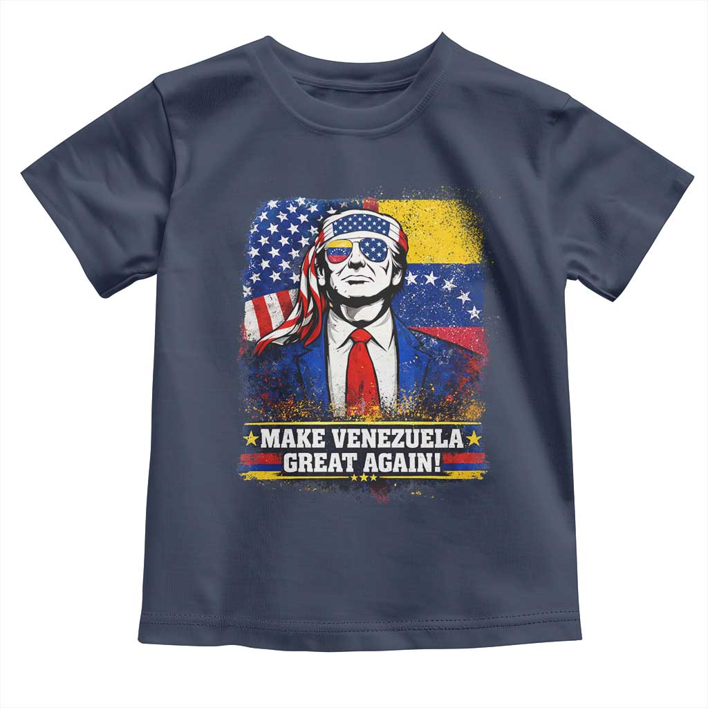 Make Venezuela Great Again Toddler T Shirt Patriotic Trump American Venezuelan Flags TS02 Navy Print Your Wear