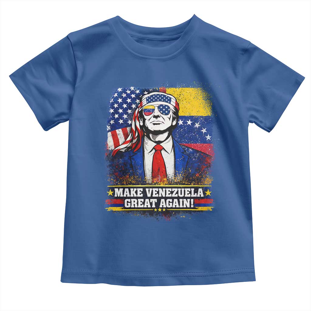 Make Venezuela Great Again Toddler T Shirt Patriotic Trump American Venezuelan Flags TS02 Royal Blue Print Your Wear