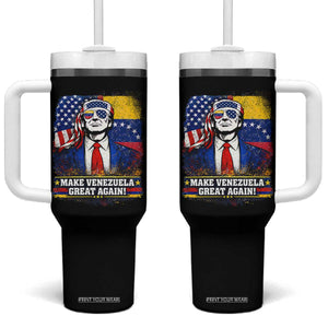 Make Venezuela Great Again Tumbler With Handle Patriotic Trump American Venezuelan Flags TS02 One Size: 40 oz Black Print Your Wear
