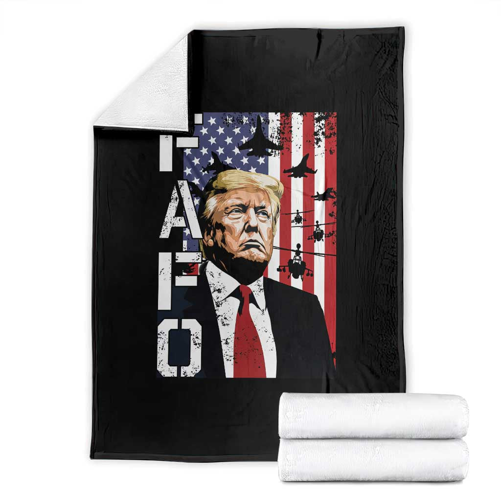 Patriotic Trump American Flag and Fighter Jet Graphic Throw Blanket TS02 Black Print Your Wear