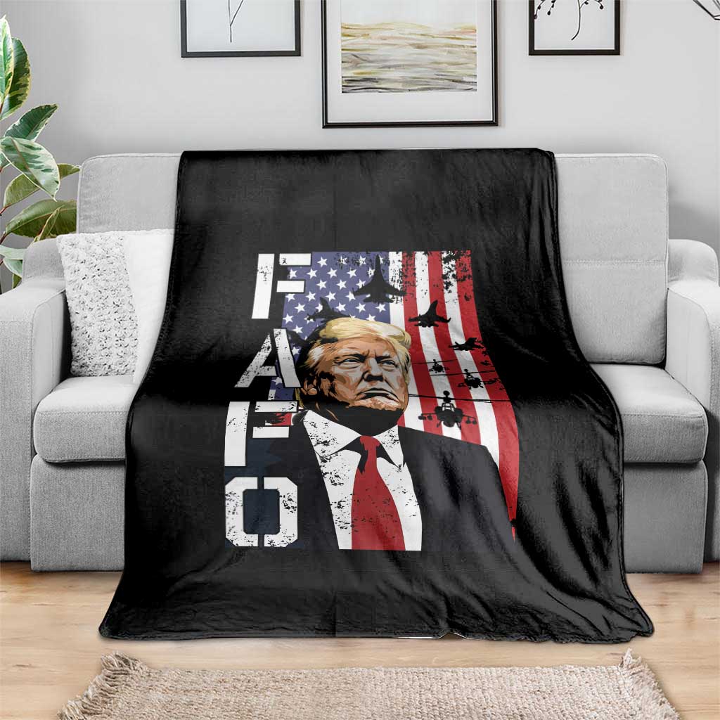 Patriotic Trump American Flag and Fighter Jet Graphic Throw Blanket TS02 Print Your Wear