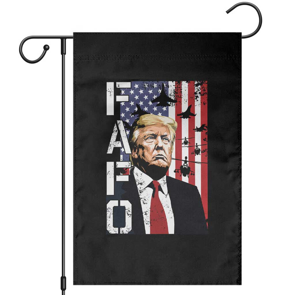 Patriotic Trump American Flag and Fighter Jet Graphic Garden Flag TS02 Black Print Your Wear