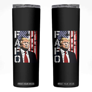 Patriotic Trump American Flag and Fighter Jet Graphic Skinny Tumbler TS02 Black Print Your Wear