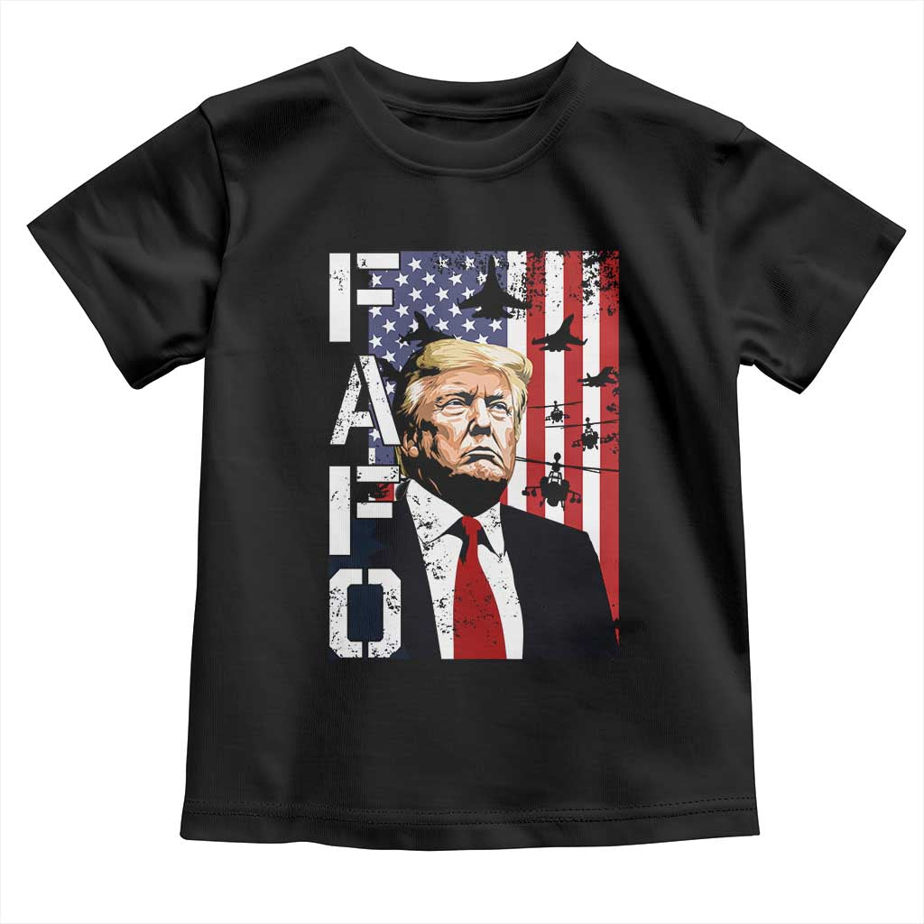Patriotic Trump American Flag and Fighter Jet Graphic Toddler T Shirt - Print Your Wear