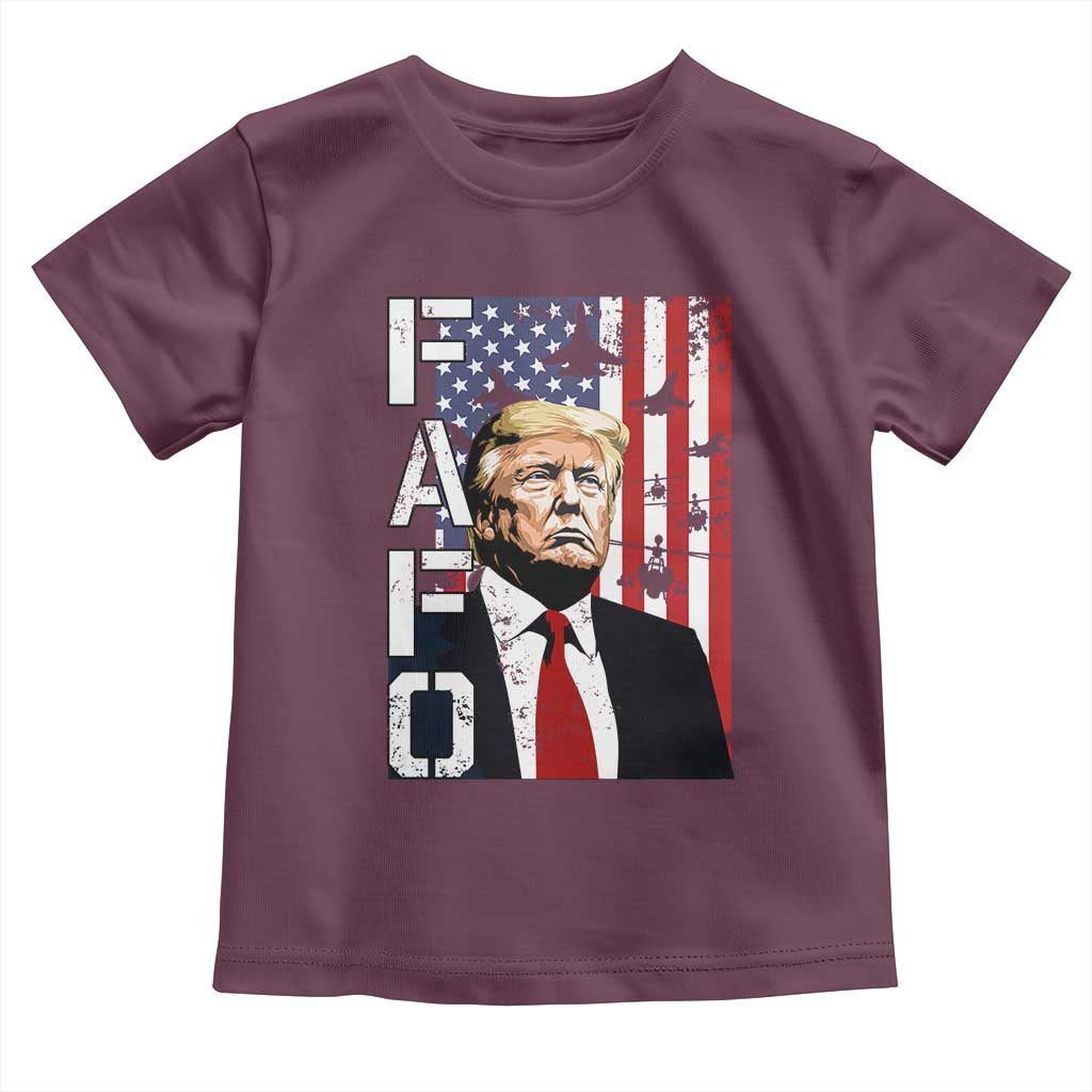 Patriotic Trump American Flag and Fighter Jet Graphic Toddler T Shirt TS02 Maroon Print Your Wear