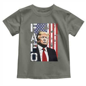 Patriotic Trump American Flag and Fighter Jet Graphic Toddler T Shirt TS02 Military Green Print Your Wear