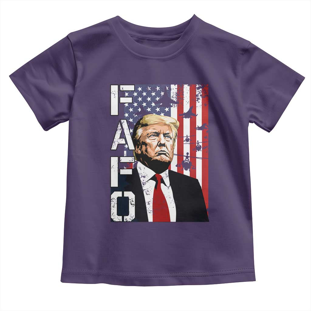 Patriotic Trump American Flag and Fighter Jet Graphic Toddler T Shirt TS02 Purple Print Your Wear