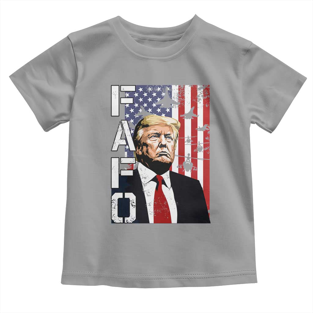 Patriotic Trump American Flag and Fighter Jet Graphic Toddler T Shirt TS02 Sport Gray Print Your Wear